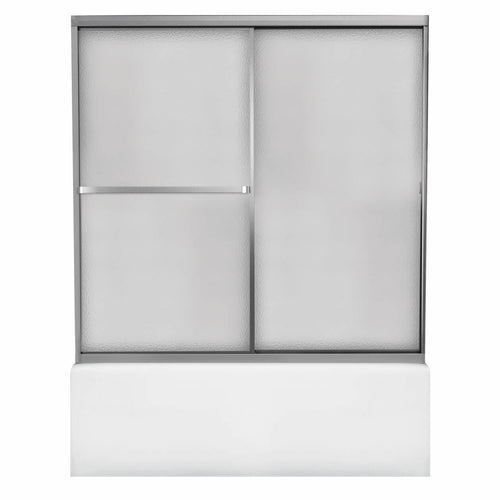 Mika 54 - 59 ½ x 55 ½ in Sliding Tub Door for Alcove Installation with Hammer glass in Mat Silver
