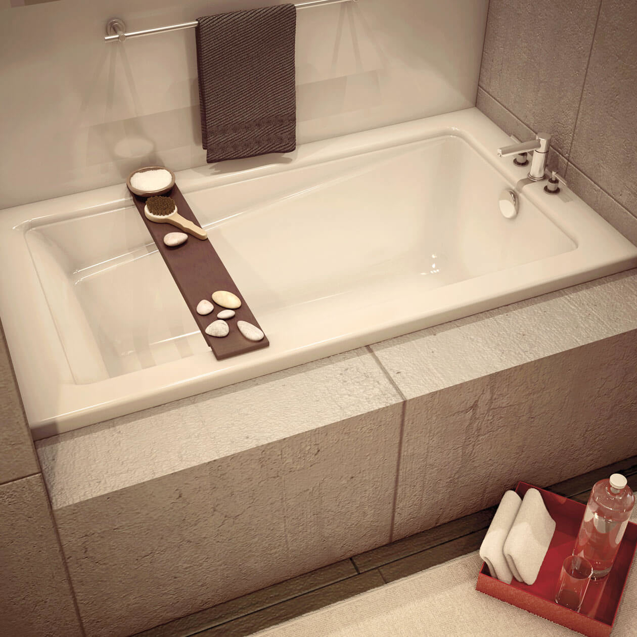 New Town 6032 IF Acrylic Alcove Left-Hand Drain Bathtub in White