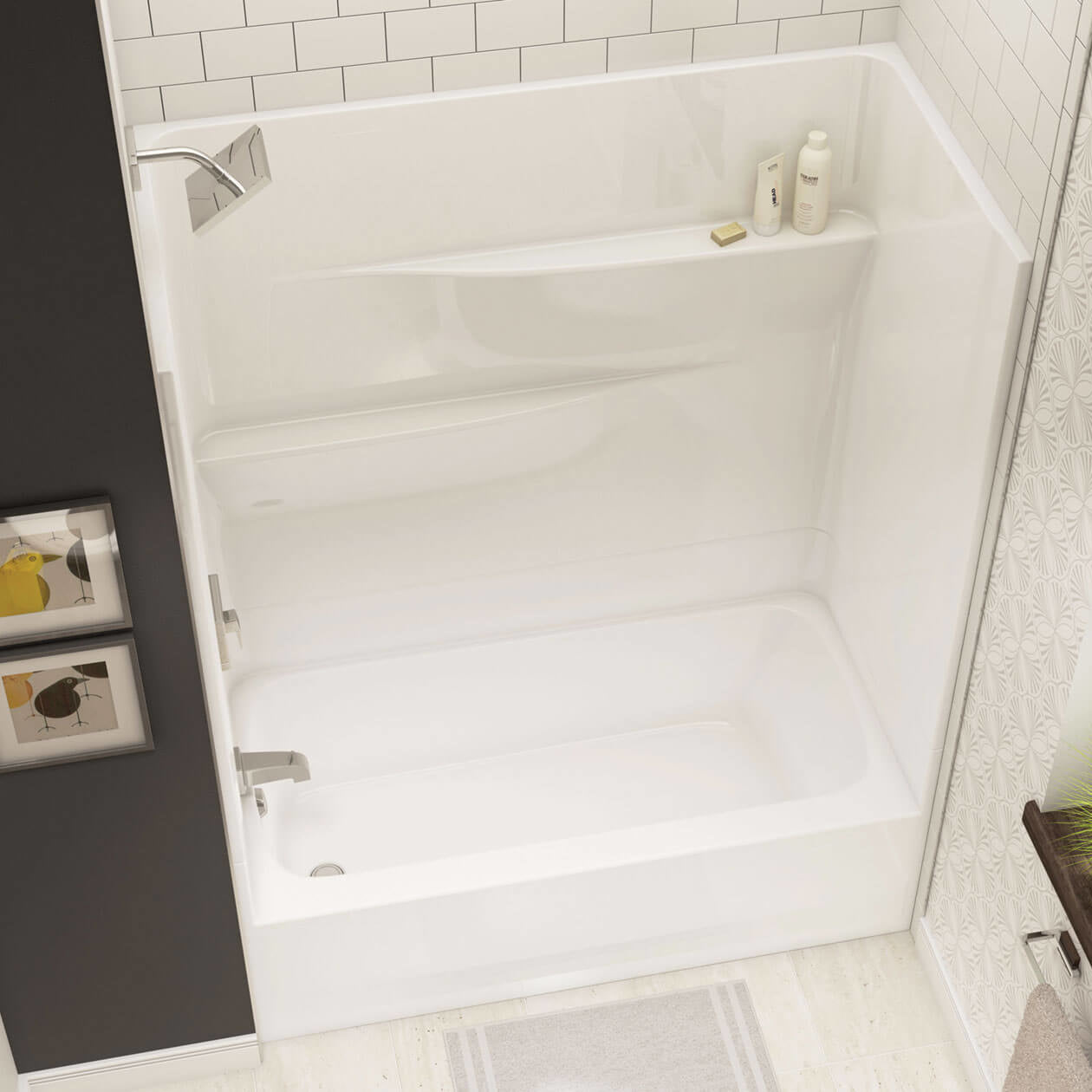 Gallery TS-6030 AcrylX Alcove Left-Hand Drain Two-Piece Tub Shower in White