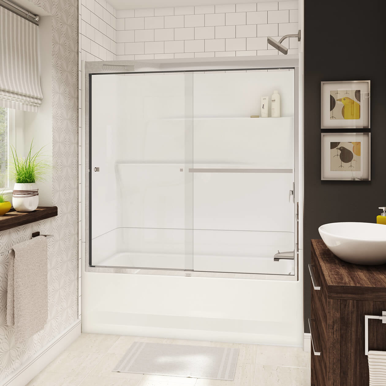Gallery TS-6030 AcrylX Alcove Left-Hand Drain Two-Piece Tub Shower in White