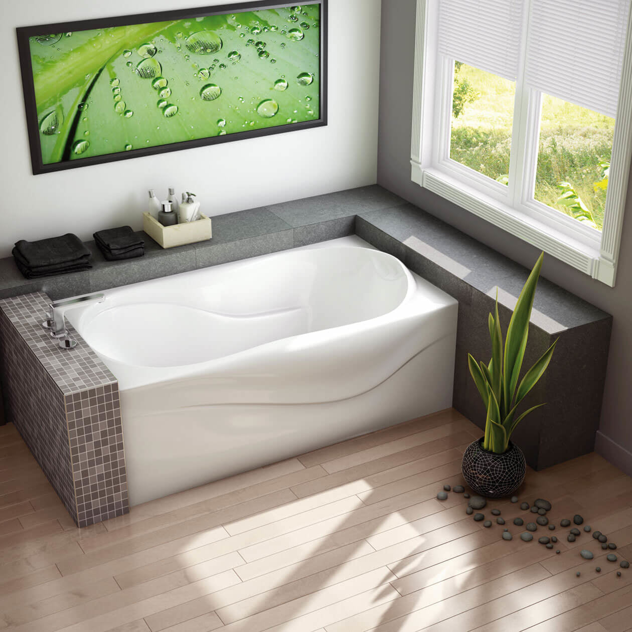 Murmur 6032 A Acrylic Alcove Left-Hand Drain Bathtub in White