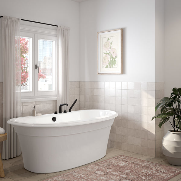 Maax Ella Sleek Acrylic Center Drain In With Skirt 66 x 36-Inch Freestanding Bathtub