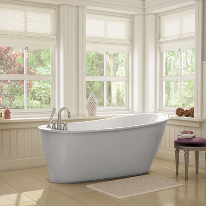 Sax 6032 AcrylX Freestanding End Drain Bathtub in White with White Skirt