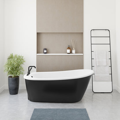 Sax 6032 AcrylX Freestanding End Drain Bathtub in White with White Skirt