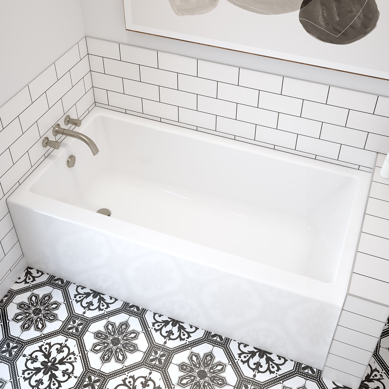 Rubix 6030 AFR DTF Acrylic Alcove Left-Hand Drain Bathtub in White