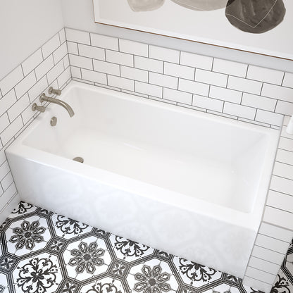 Rubix 6030 AFR DTF Acrylic Alcove Left-Hand Drain Bathtub in White
