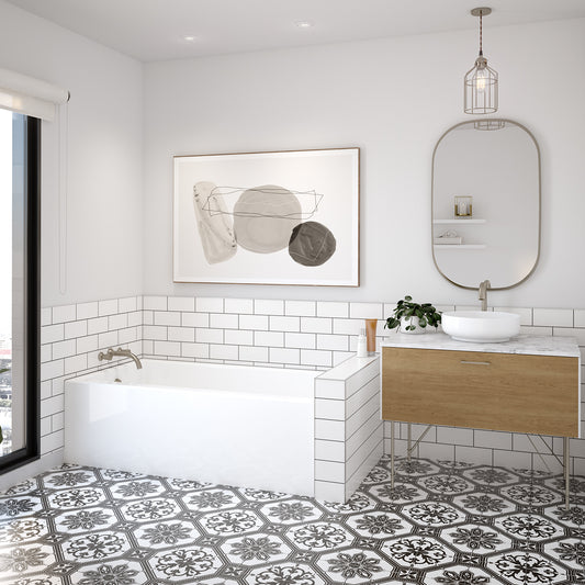 Rubix 6032 DTF Acrylic Alcove Left-Hand Drain Bathtub in White