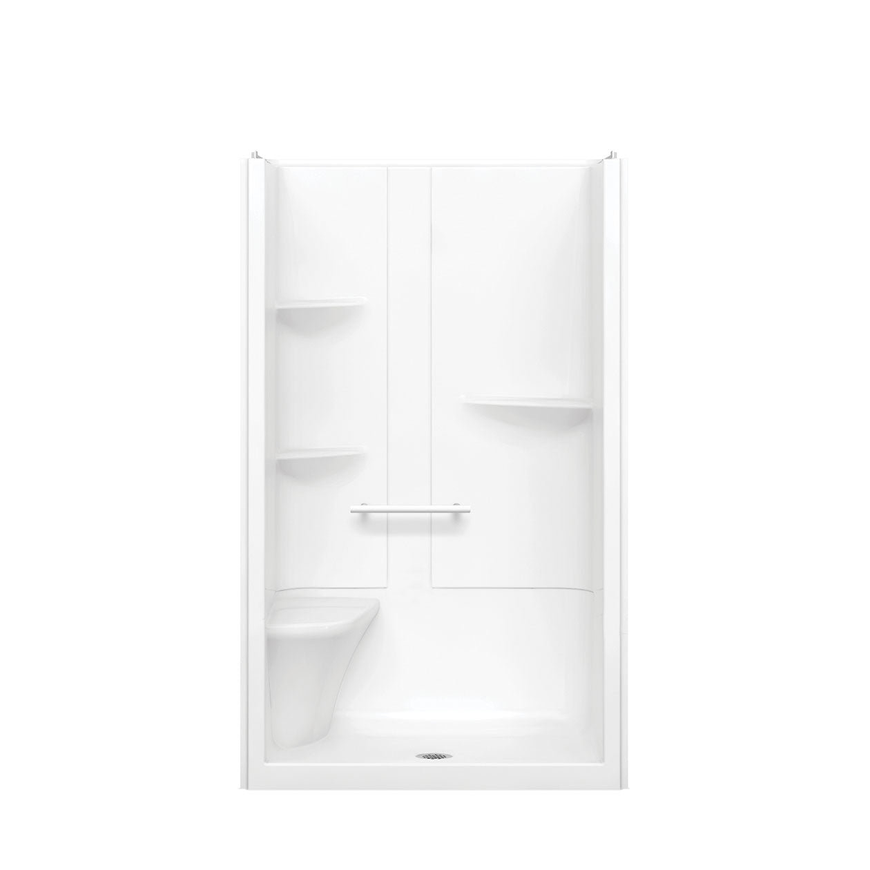 Camelia SH-4834 Acrylic Alcove Center Drain One-Piece Shower in White