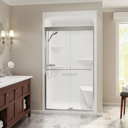 Camelia SHR-4834 Acrylic Alcove Center Drain One-Piece Shower in White