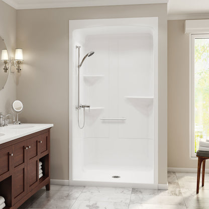 Camelia SHR-4834 Acrylic Alcove Center Drain One-Piece Shower in White