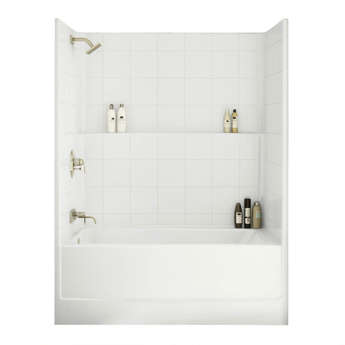 TSTEA Plus 60 x 32 AcrylX Alcove Left-Hand Drain One-Piece Tub Shower in White