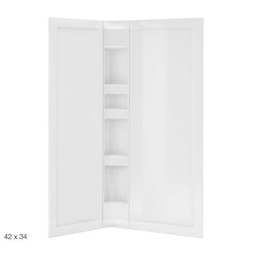 38 x 38 in. Acrylic Three-Piece Corner Shower Wall Kit in White
