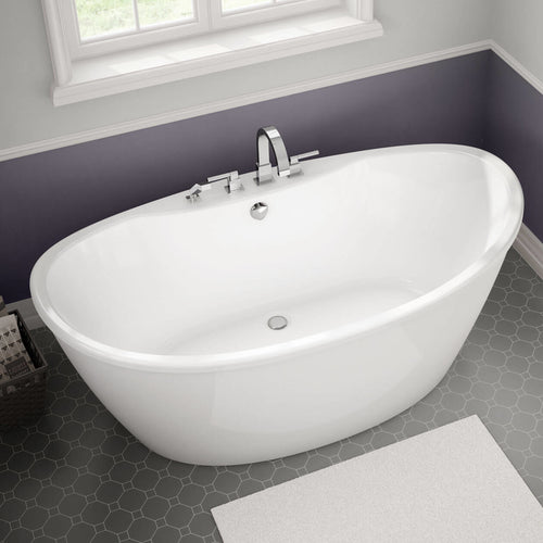Delsia 6636 AcrylX Freestanding Center Drain Bathtub in White with White Skirt