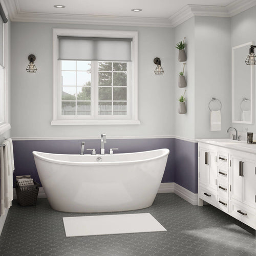 Delsia 6636 AcrylX Freestanding Center Drain Bathtub in White with White Skirt