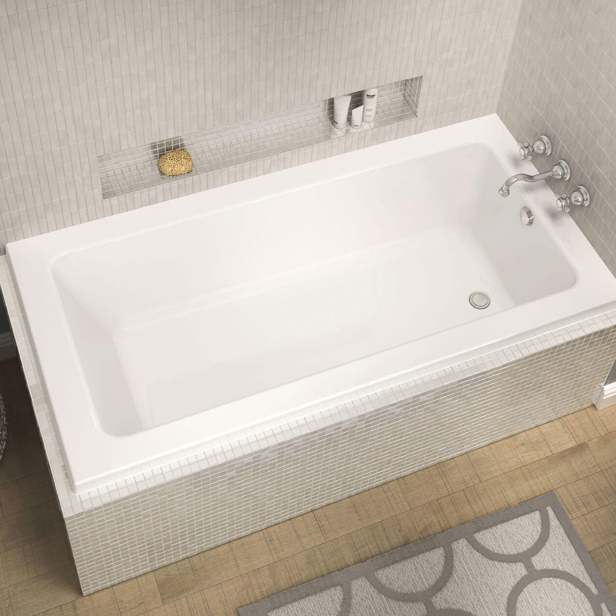 Pose 7236 IF Acrylic Corner Right Left-Hand Drain Bathtub in White