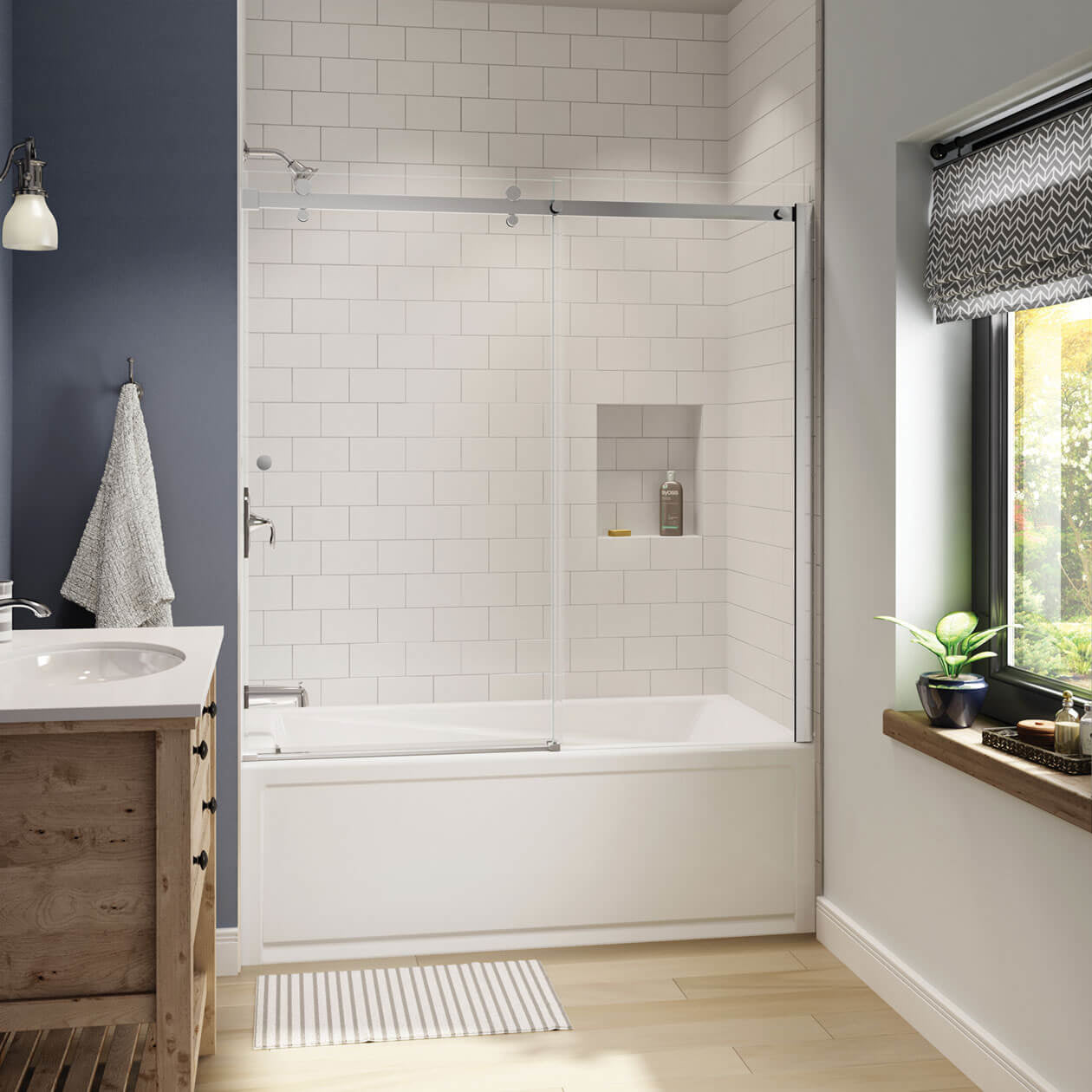 Exhibit 6632 IFS AFR Acrylic Alcove Left-Right Drain Bathtub in White