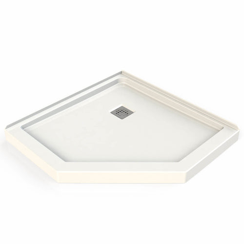 Neo-Angle Base 38 Acrylic Corner Left or Right Shower Base with Corner Drain in White
