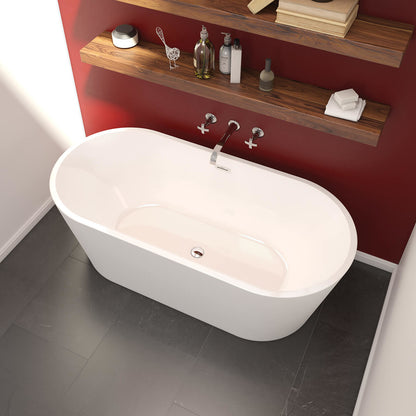 Lorca 6731 Acrylic Freestanding Center Drain Bathtub in White with White Skirt