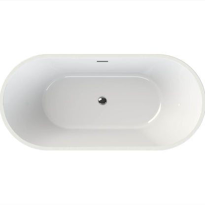 Lorca 6731 Acrylic Freestanding Center Drain Bathtub in White with White Skirt