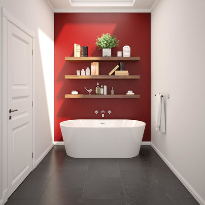 Lorca 6731 Acrylic Freestanding Center Drain Bathtub in White with White Skirt