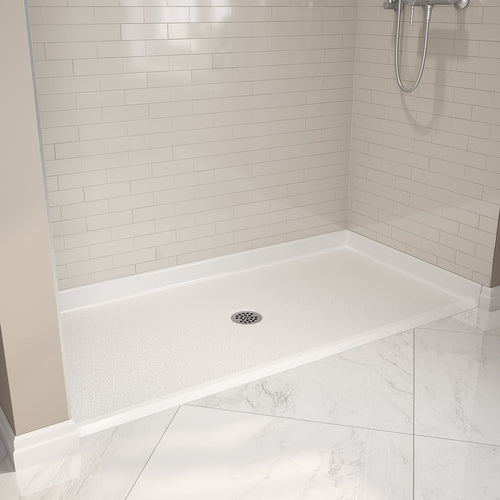Outlook Base 6030 C AcrylX Alcove Shower Base with Center Drain in White