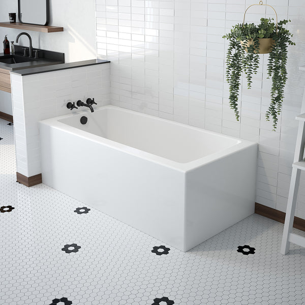 Mackenzie Corner 6030 AcrylX Corner Left-Hand Drain Bathtub in White