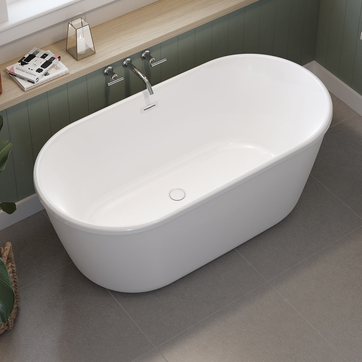 Griffin 5829 AcrylX Freestanding Center Drain Bathtub in White with White Skirt