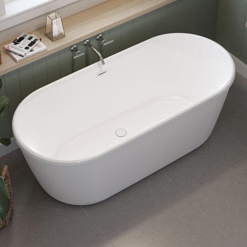Griffin 6429 AcrylX Freestanding Center Drain Bathtub in White with White Skirt