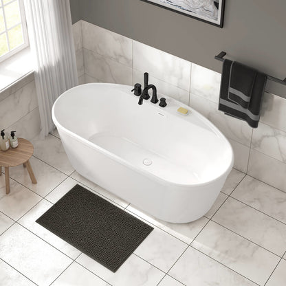 Eldora 6434 AcrylX Freestanding Center Drain Bathtub in White with White Skirt