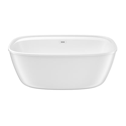 Fontana 58 x 32 AcrylX Freestanding Center Drain Bathtub in White with White Skirt