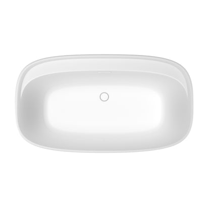 Fontana 58 x 32 AcrylX Freestanding Center Drain Bathtub in White with White Skirt