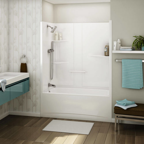 Allia TS-6032 Acrylic Alcove Left-Hand Drain One-Piece Tub Shower in White