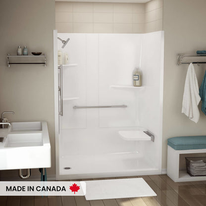 ALLIA SH-6034 Acrylic Alcove Right-Hand Drain One-Piece Shower in White