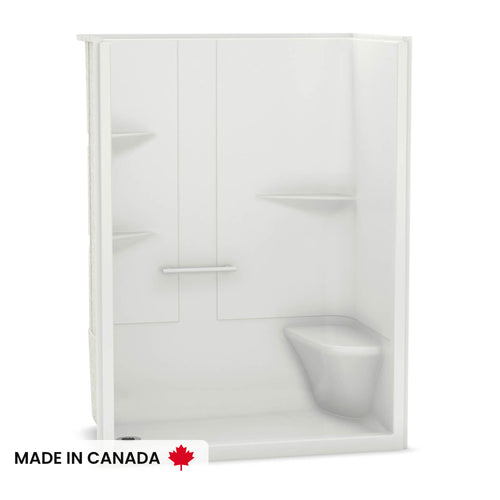 ALLIA SH-6034 Acrylic Alcove Right-Hand Drain One-Piece Shower in White