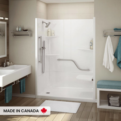 ALLIA SH-6034 Acrylic Alcove Right-Hand Drain One-Piece Shower in White