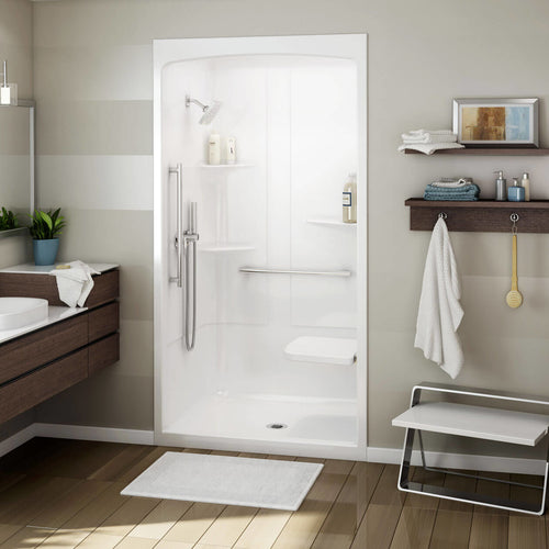 ALLIA SHR-4834 Acrylic Alcove Center Drain One-Piece Shower in White