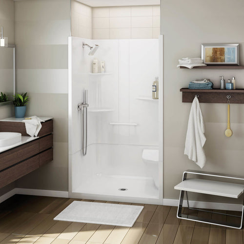 ALLIA SH-4834 Acrylic Alcove Center Drain Two-Piece Shower in White