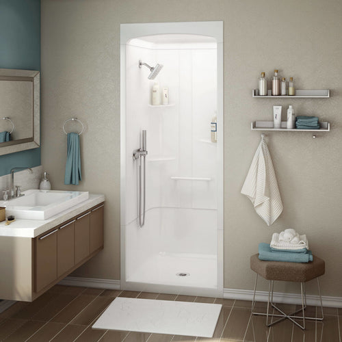 ALLIA SHR-3636 Acrylic Alcove Center Drain Three-Piece Shower in White