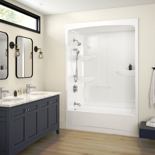 Allia Access TSR-6032 Acrylic Alcove Left-Hand Drain One-Piece Tub Shower in White