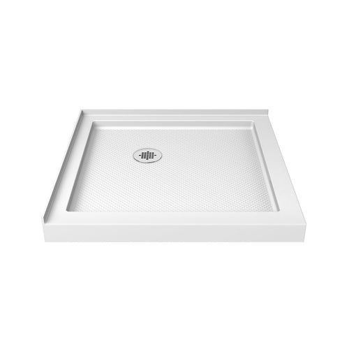 Roka 4242 Acrylic Corner Shower Base with Corner Drain in White