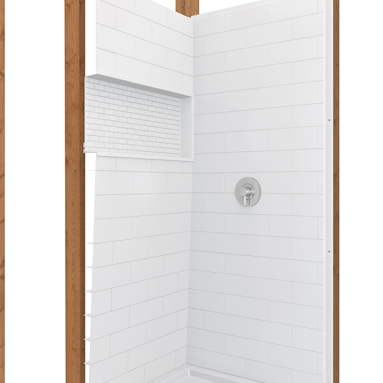 NexTile 6032 Direct-to-Stud Four-Piece Alcove Shower Wall Kit in White
