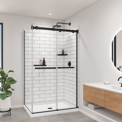 Utile 4832 Composite Direct-to-Stud Two-Piece Corner Shower Wall Kit in Metro Tux