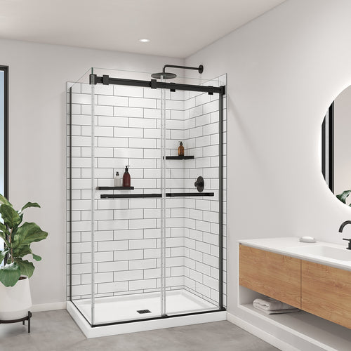 Utile 4832 Composite Direct-to-Stud Two-Piece Corner Shower Wall Kit in Metro Tux