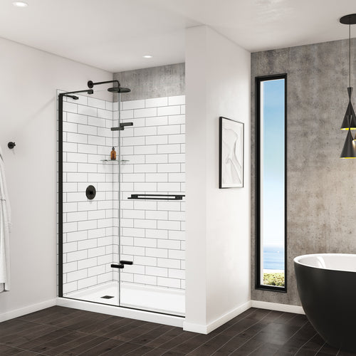 Utile 6036 Composite Direct-to-Stud Two-Piece Corner Shower Wall Kit in Metro Tux