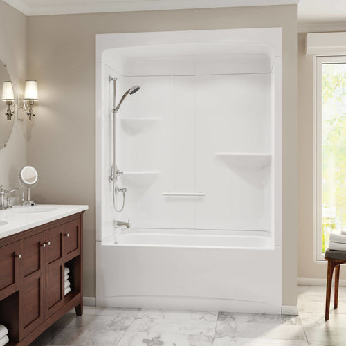 Camelia TSR-6032 Acrylic Alcove Left-Hand Drain Three-Piece Tub Shower in White