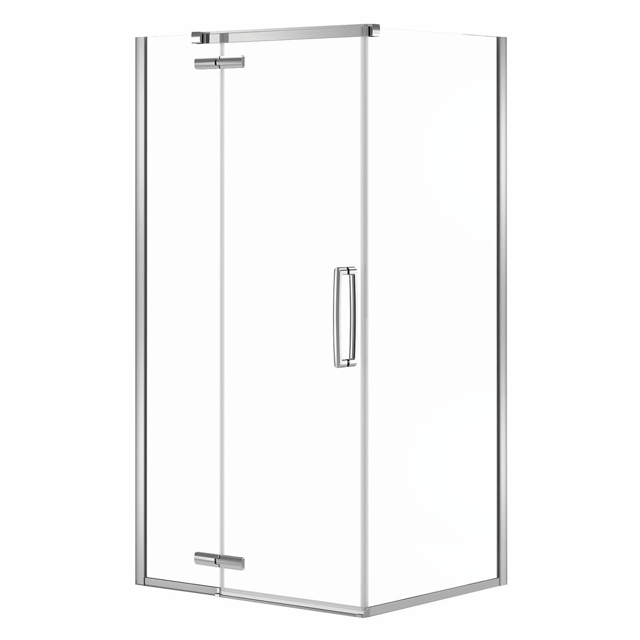 Link Curve Rectangular 42 x 34 x 75 in. 8mm Pivot Shower Door for Corner Installation with Clear glass in Chrome