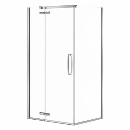 Link Curve Rectangular 42 x 34 x 75 in. 8mm Pivot Shower Door for Corner Installation with Clear glass in Chrome