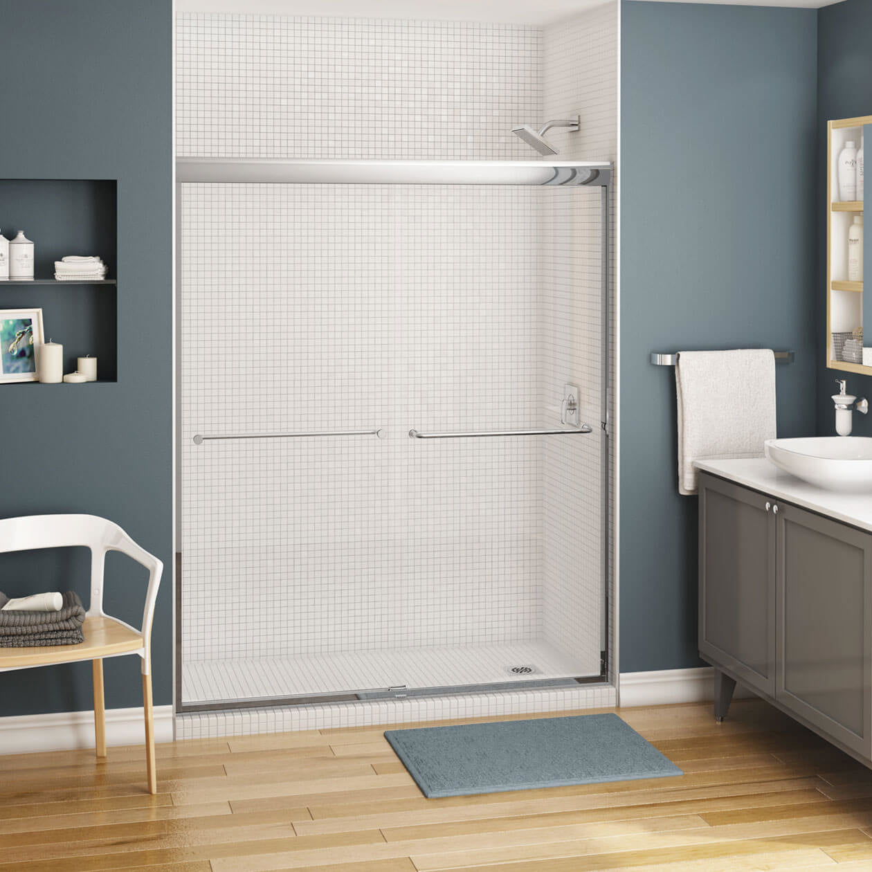 Kameleon SC 51-55 x 71 in. 6 mm Bypass Shower Door for Alcove Installation with Clear glass in Chrome