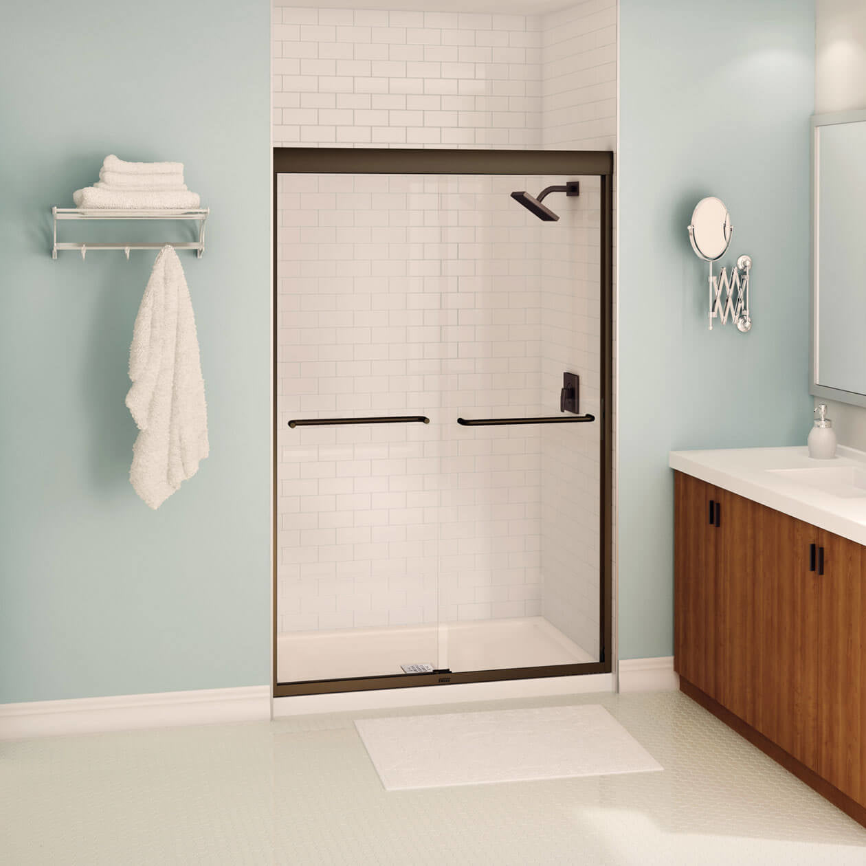 Kameleon SC 43-47 x 71 in. 8 mm Bypass Shower Door for Alcove Installation with Clear glass in Chrome