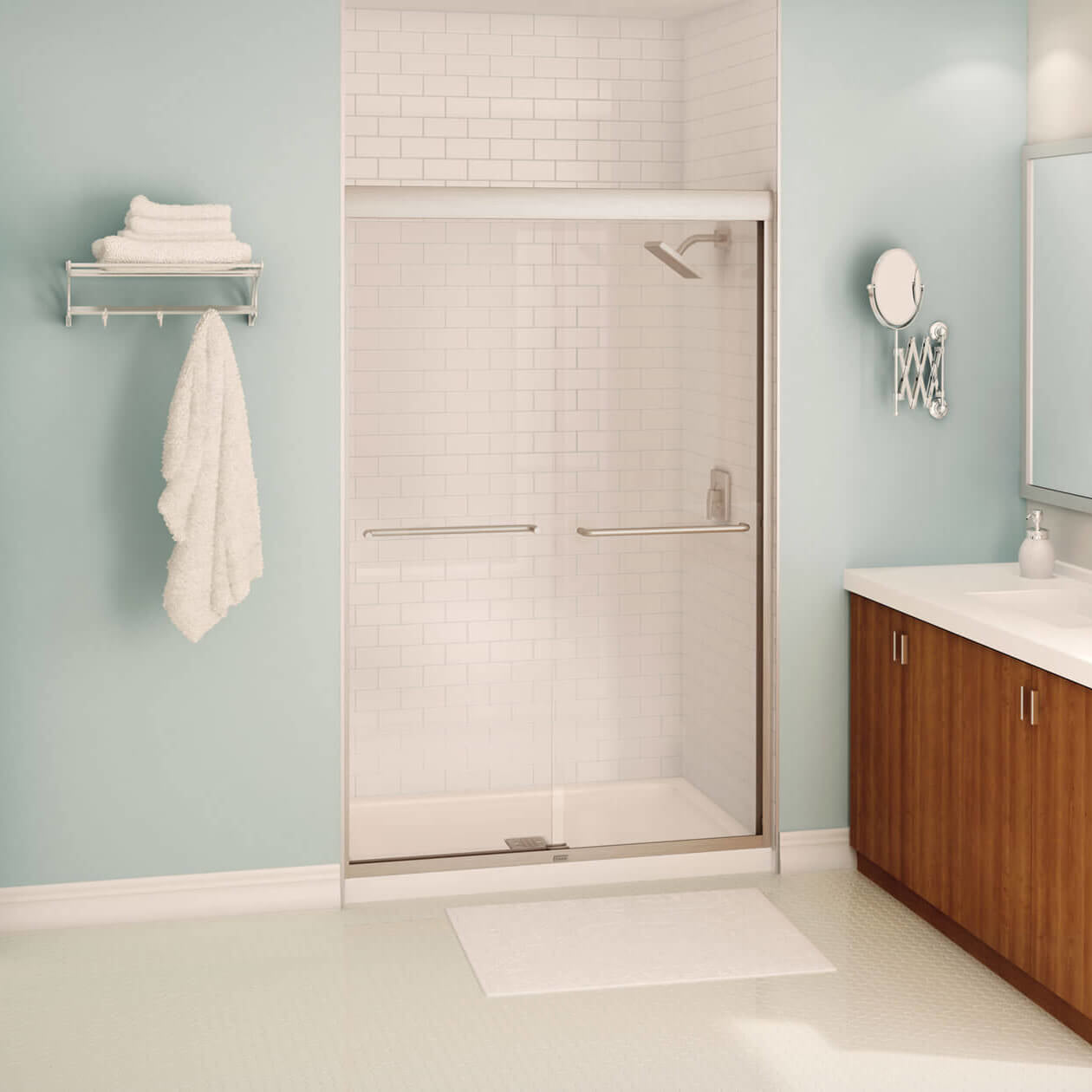 Kameleon SC 43-47 x 71 in. 8 mm Bypass Shower Door for Alcove Installation with Clear glass in Chrome